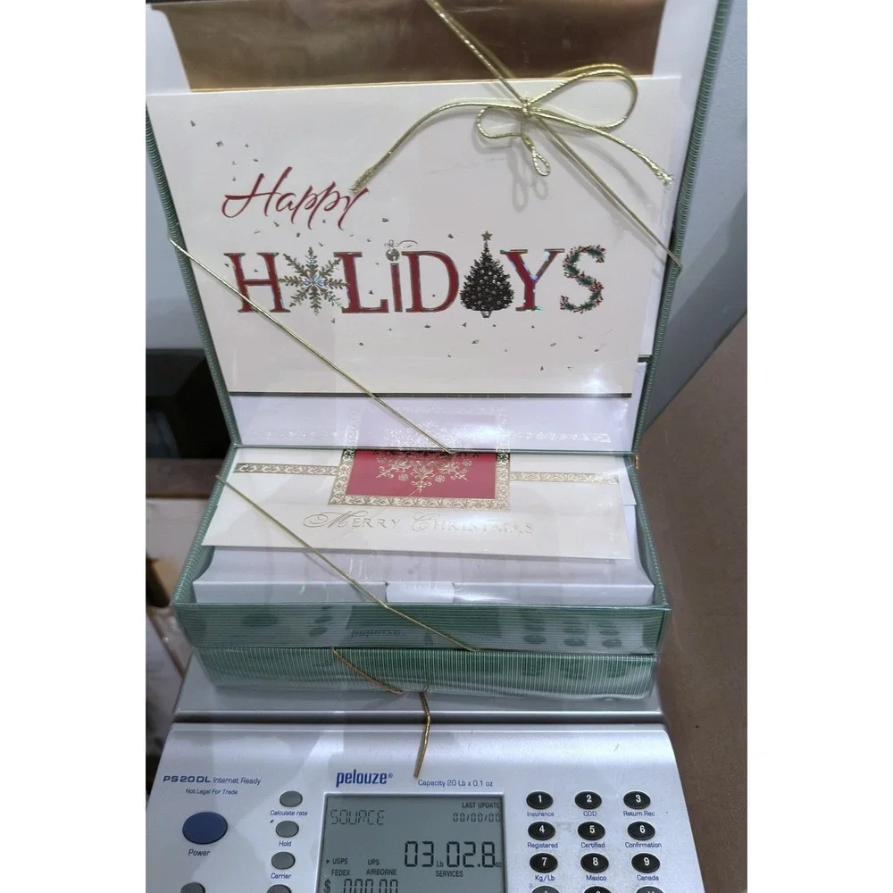 3 Boxes - 54 Deluxe Red Gold Snowflake Merry Christmas Cards Lined Envelopes NOS